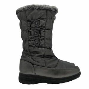 Aqua Stop Mongoose Winter Boots Faux Fur Lined Side Zipper Gray Size 7